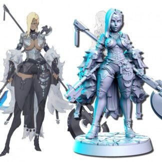 Fantasy Miniature - Polytha - Neo-Amazon Leader - Female with Poleaxe - Printed