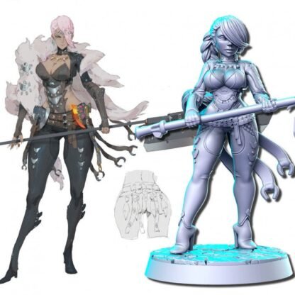 Fantasy Miniature - Kinapoa - Neo-Amazon Guard - Female with Poleaxe - Printed