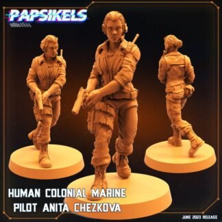 Sci-Fi Gaming Miniature - Human Colonial Marine Pilot - Anita Chezkova - Printed