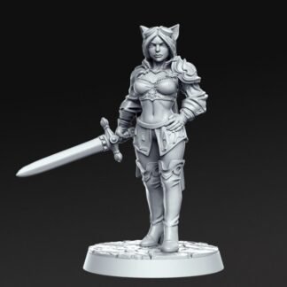 Fantasy Miniature - Ambar - Female Cat Soldier - Printed