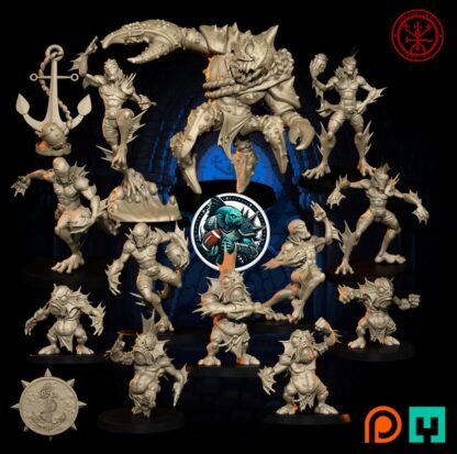 Fantasy Football - The Deepside Krakens - Full Team 16 Models - Unprimed / Unpainted Standard Bases - Image 5