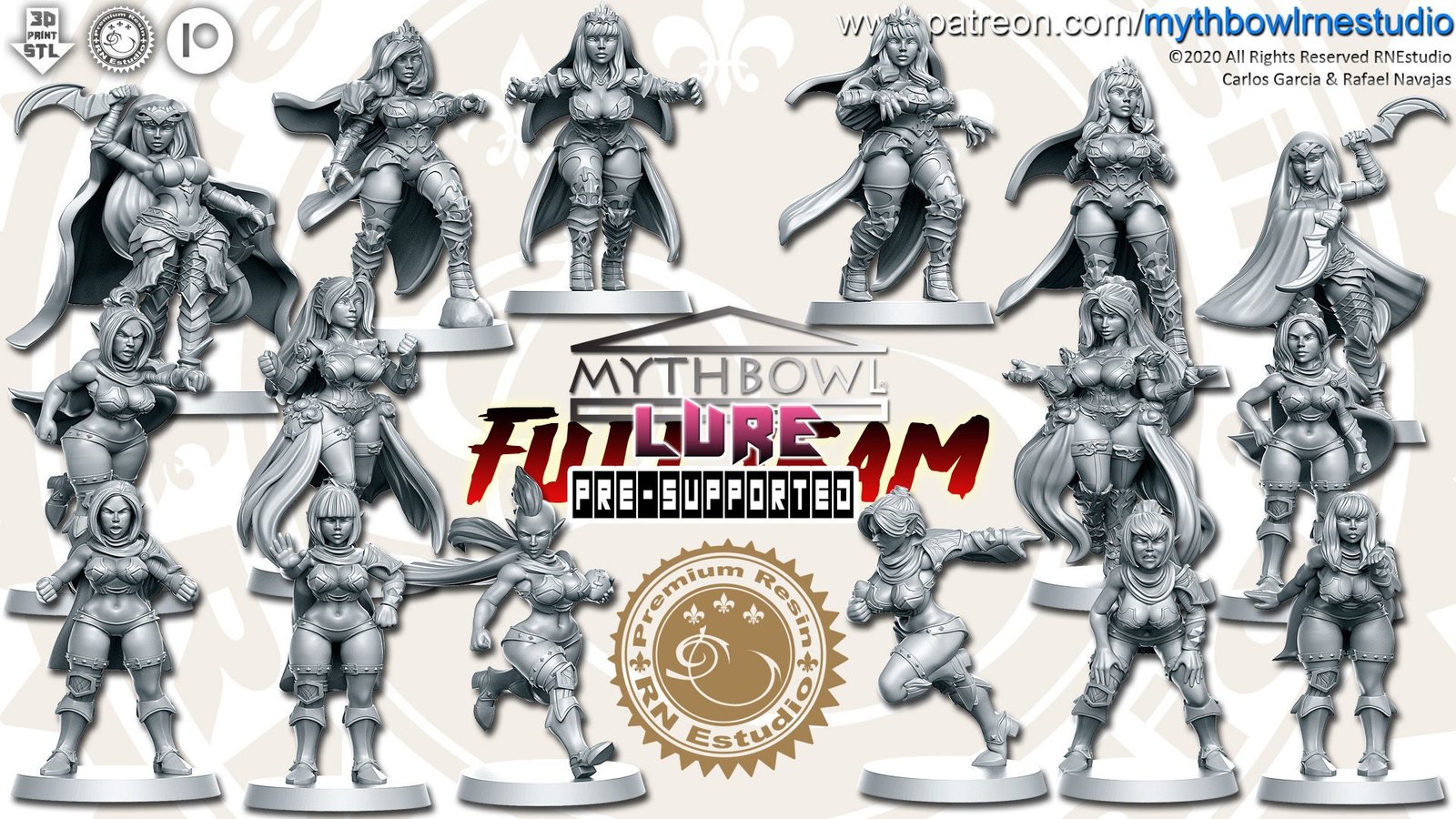 Fantasy Football - "Lure" Dark Elves - Full team, 16 models! - Player G Player/Painted/Basic