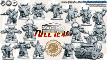 Fantasy Football - "Mountain" Dwarves - Full Team, 16 models - Unfinished Clear Acrylic