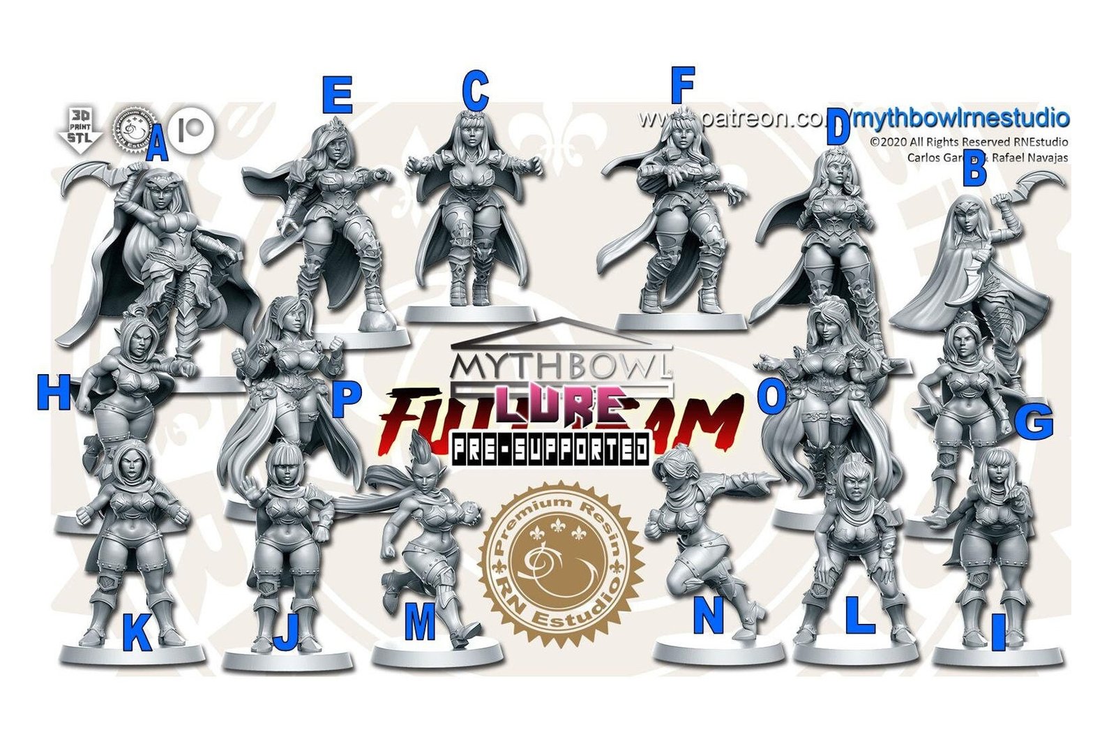 Fantasy Football - "Lure" Dark Elves - Full team, 16 models! - Player G Player/Painted/Basic - Image 2